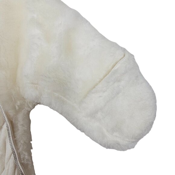 Vtg Baby Bunting Bag Sack Winter Fur Hooded Borg Orlon Pile Fabric One-Piece - Picture 11 of 14